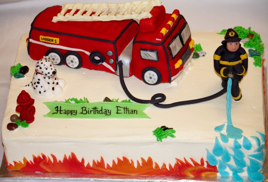 Рисуем торт с пожарной машиной
