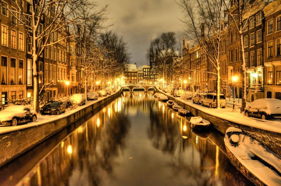 Амстердам, Нидерланды зима