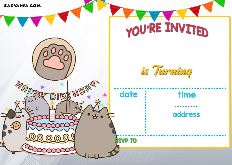 Приглашение на день рождения ребенка с котиками
