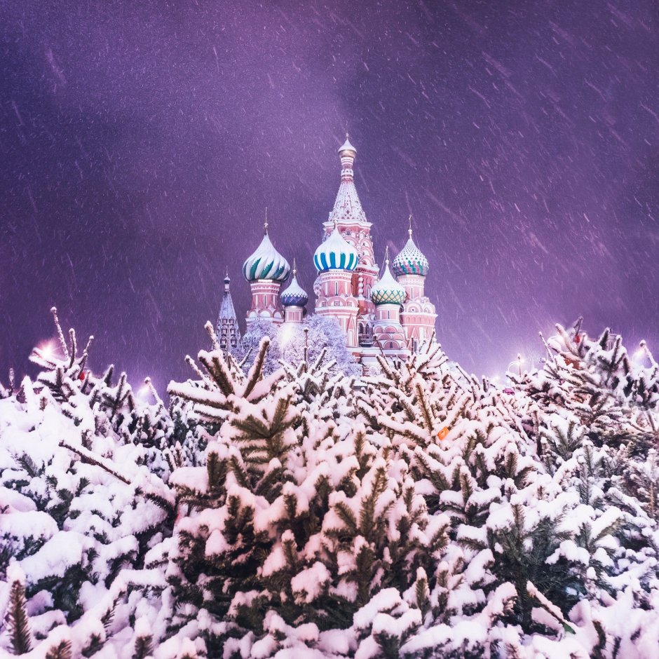 Храм Василия Блаженного Москва зимой
