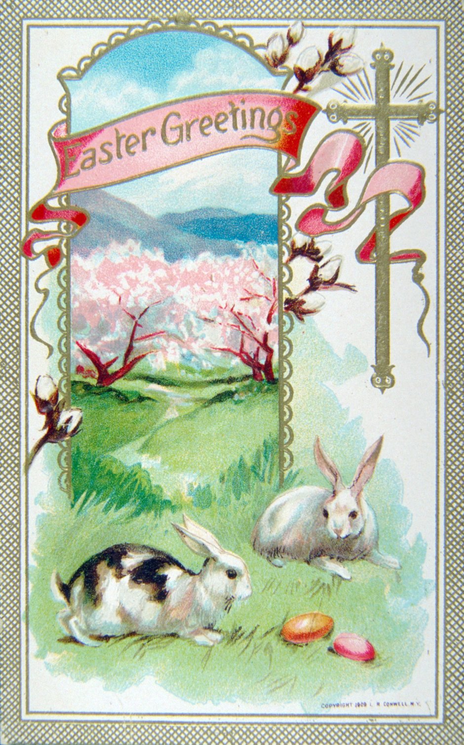 С Пасхой открытки с кроликом с надписью Пасха
