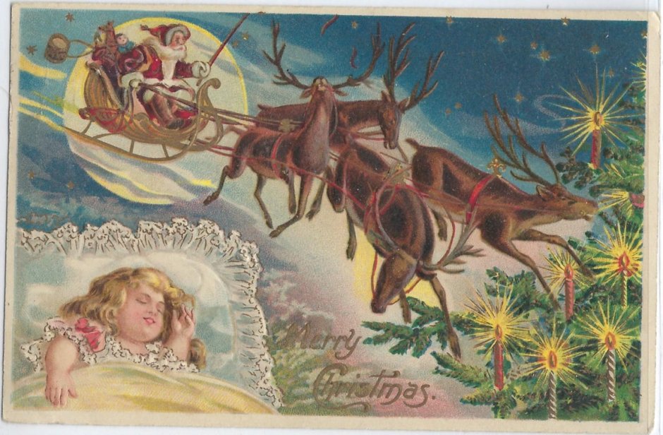 Винтажные Рождественские открытки с оленятами