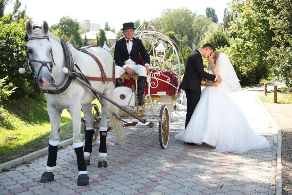 Жених и невеста в карете