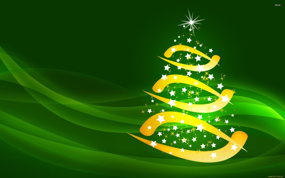 Новогодняя елка на зеленом фоне