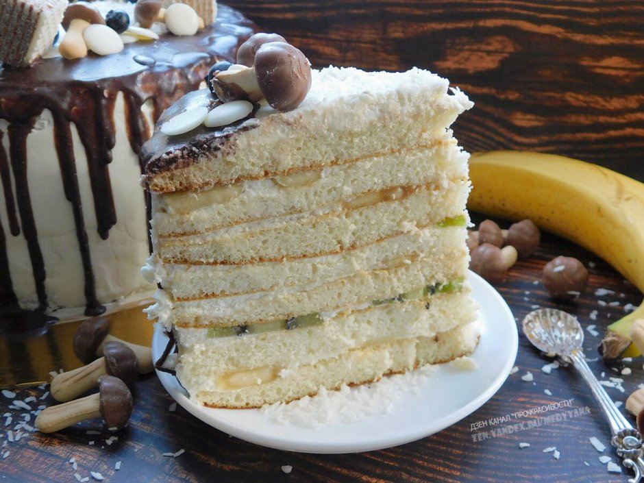 Банановый торт без выпечки