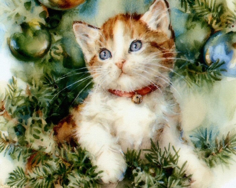 Новогодние открытки с котами