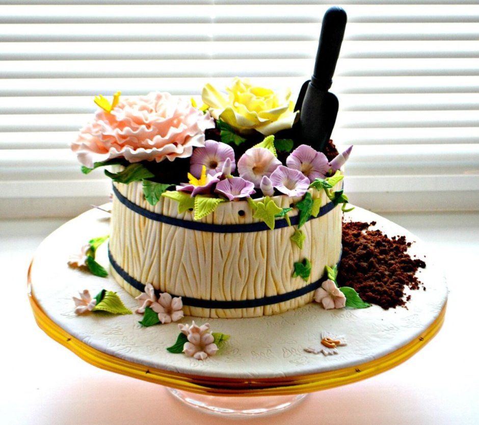 Торт горшок с цветами мастер класс