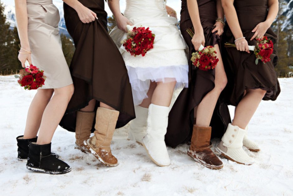Свадьба зимой обувь невесты
