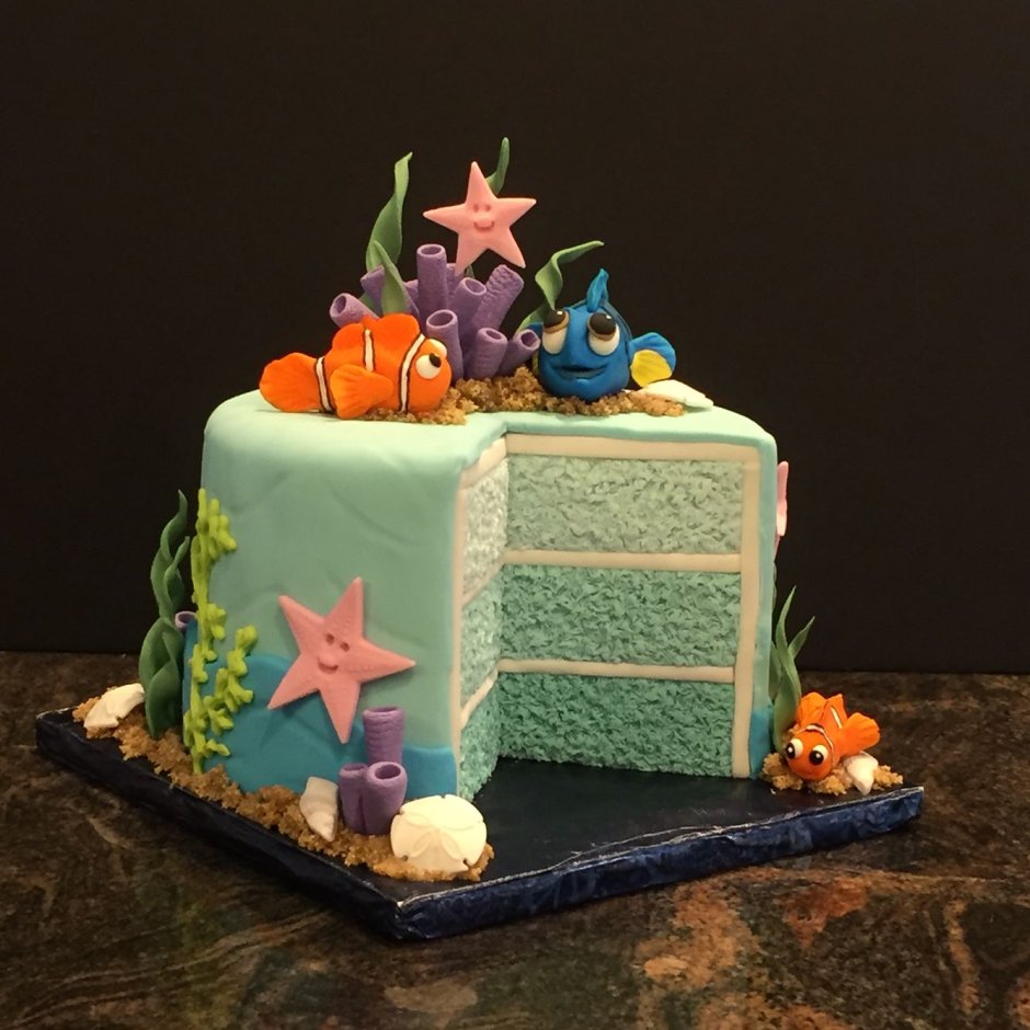 Торт с морскими обитателями детский