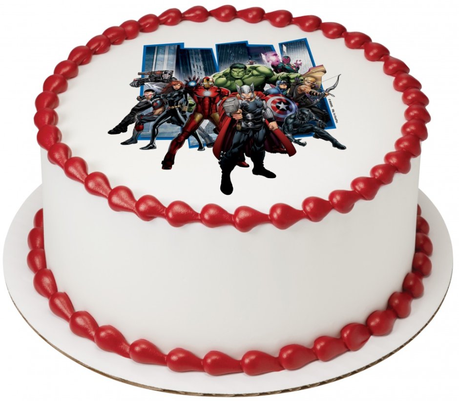 Герои Марвел фотопечать на торт