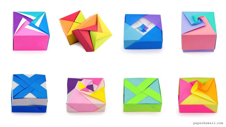 Модульное оригами коробочка с крышкой