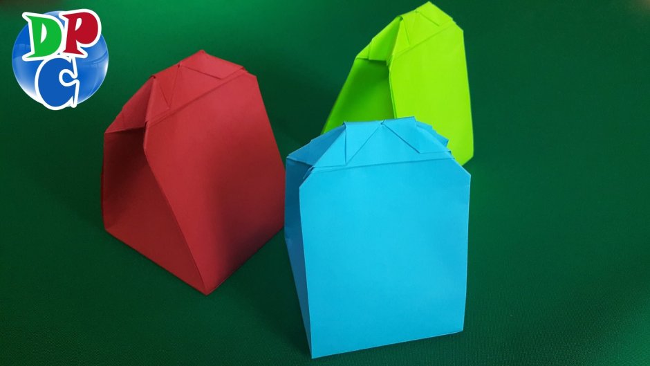 Шкатулка оригами из бумаги с крышкой