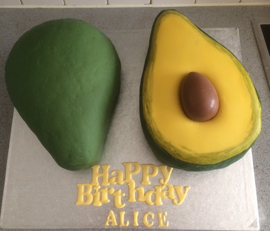 Пирожные в форме авокадо