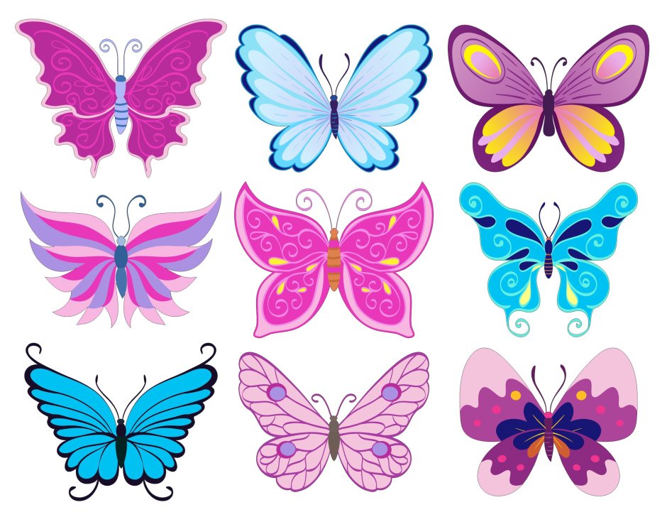 Бабочки для вафельной печати