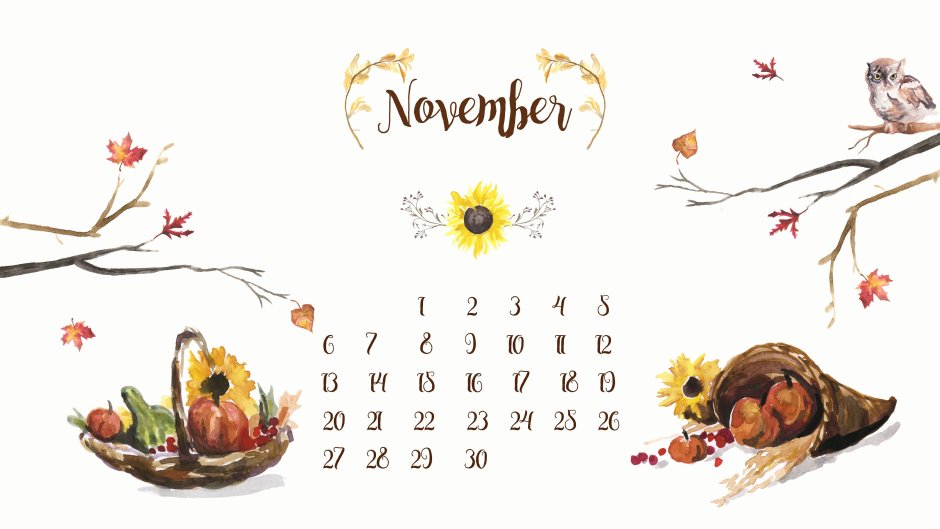 Красивый календарь на ноябрь