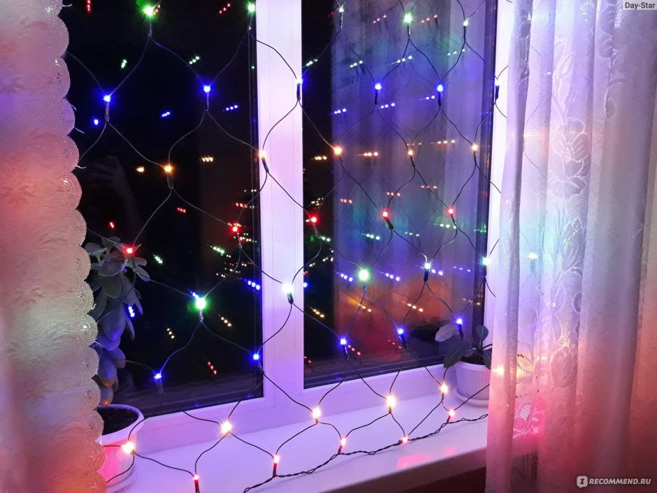 Новогодняя сетка гирлянда на окно
