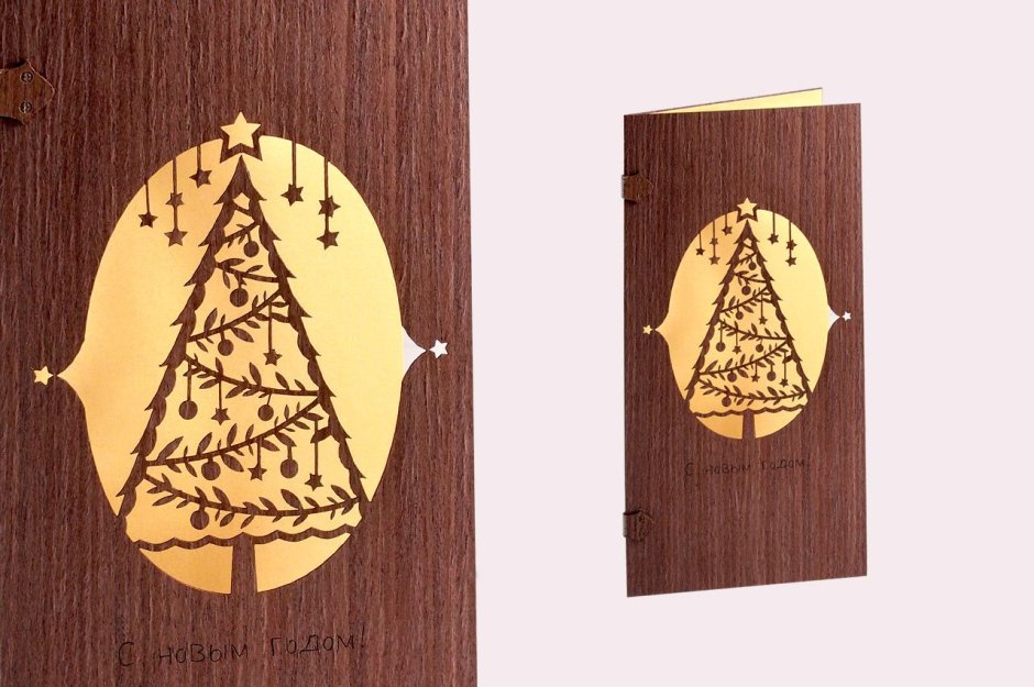 Деревянная подарочная открытка