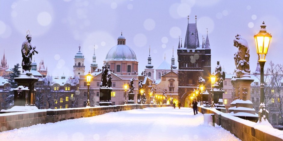 Прага Карлов мост зимой