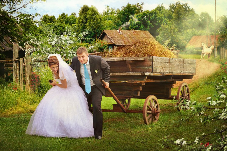 Свадебная фотосессия в деревенском стиле