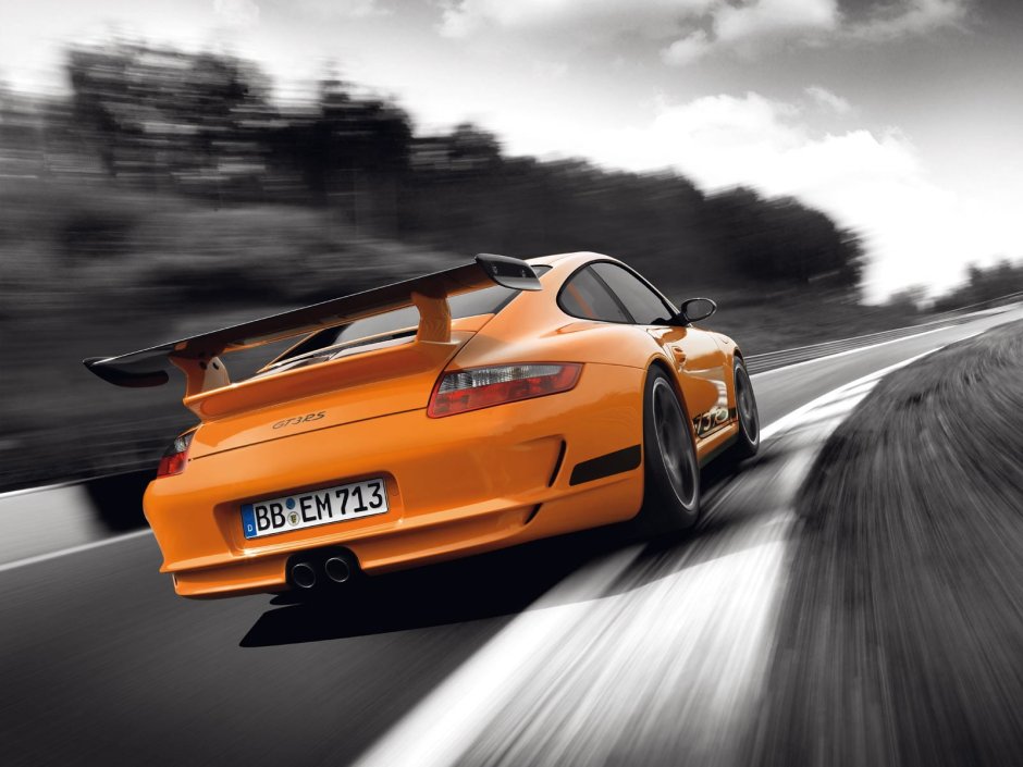 Оранжевый Porsche Постер