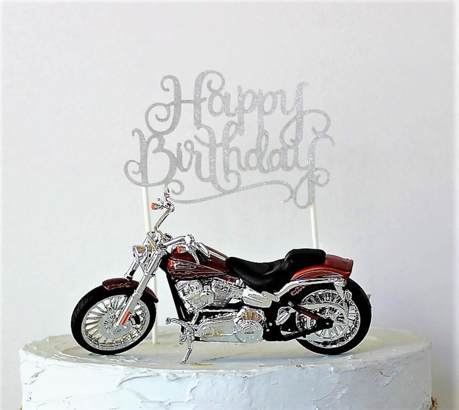 Открытка с днем рождения с мотоциклом Хонда
