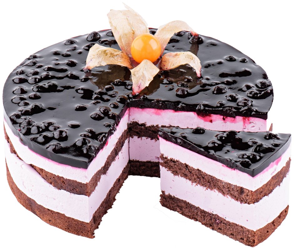 Шоколадный торт на белом фоне