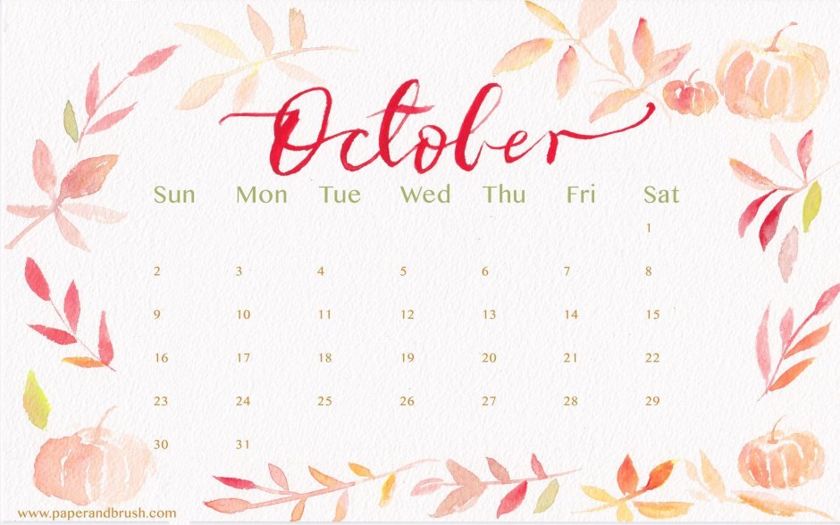 Календарь октябрь