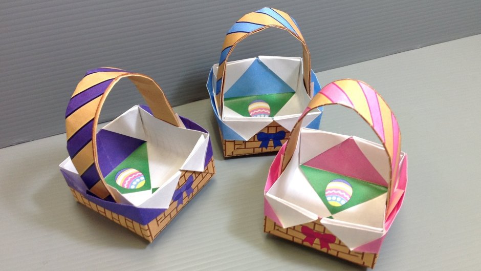 Оригами корзинка зайчик подставка