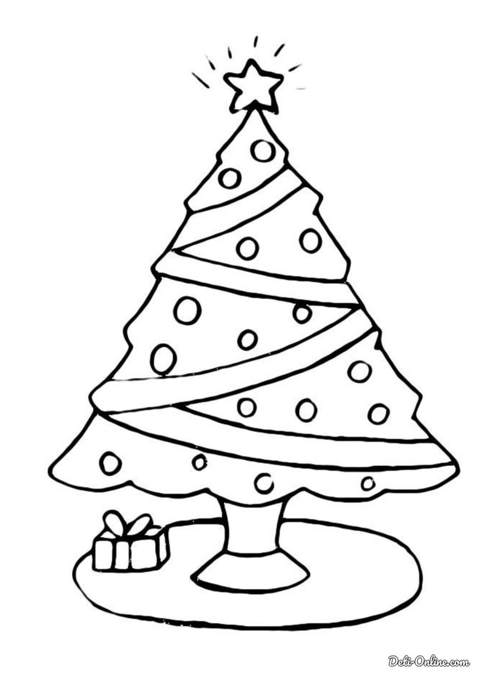 Раскраска елочка с подарками для детей