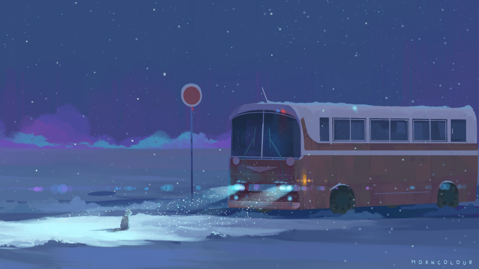 Зимний автобус арт