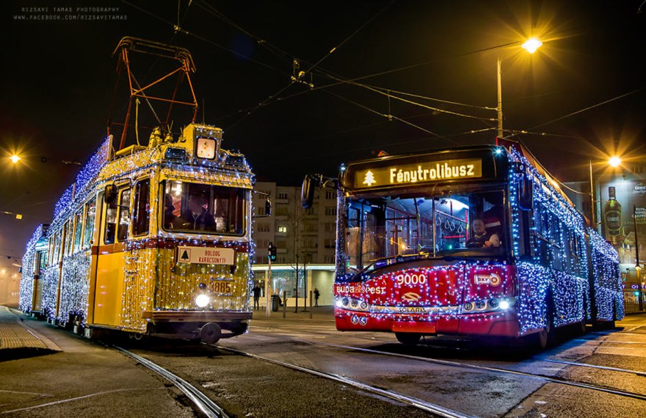 Новогодний трамвай в Будапеште