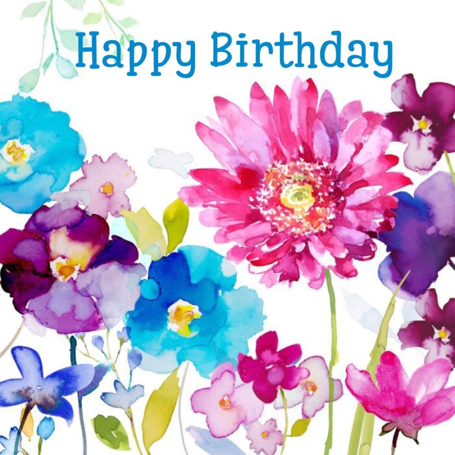 Акварельные открытки с цветами с днем рождения
