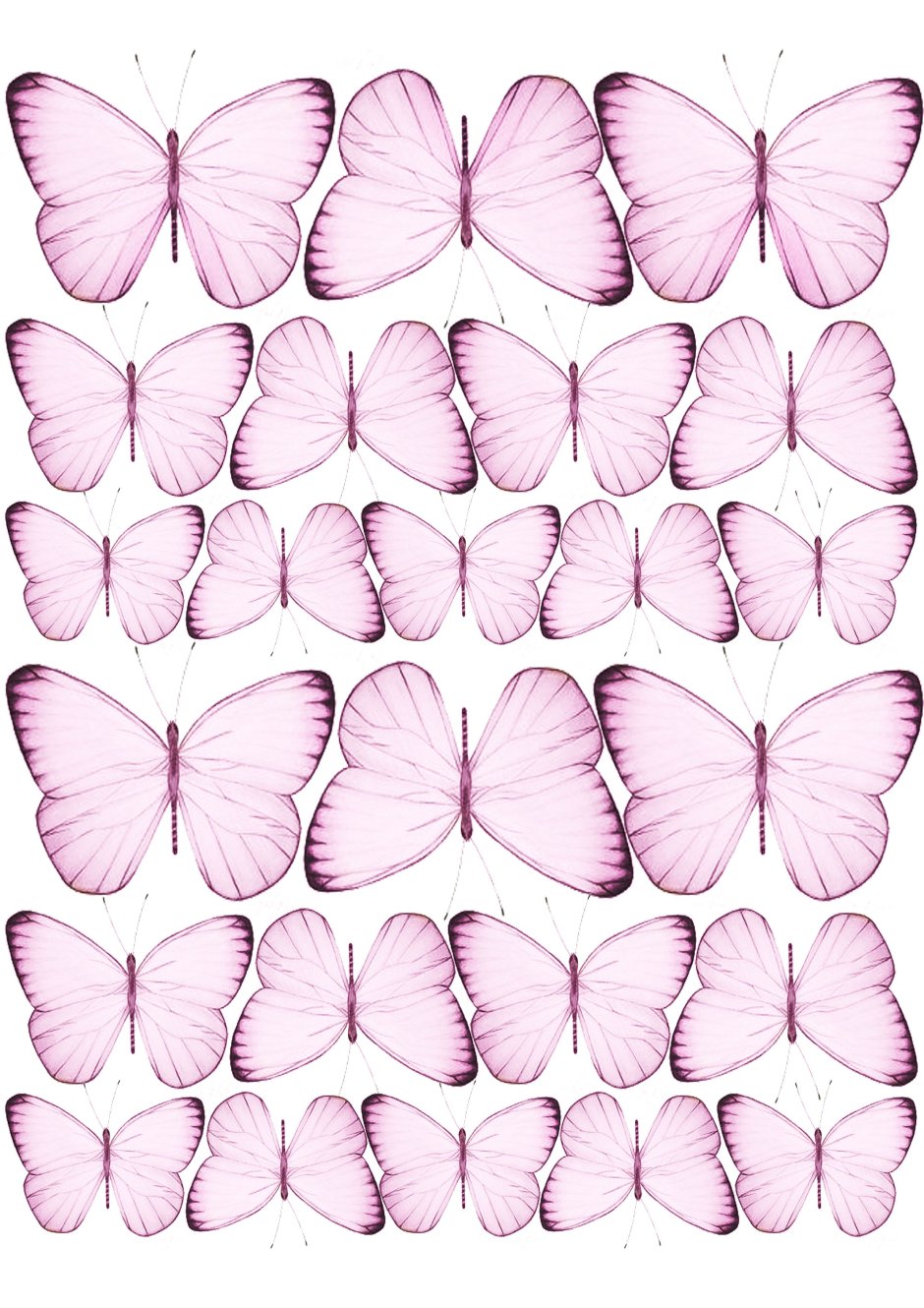Розовые бабочки на вафельной бумаге