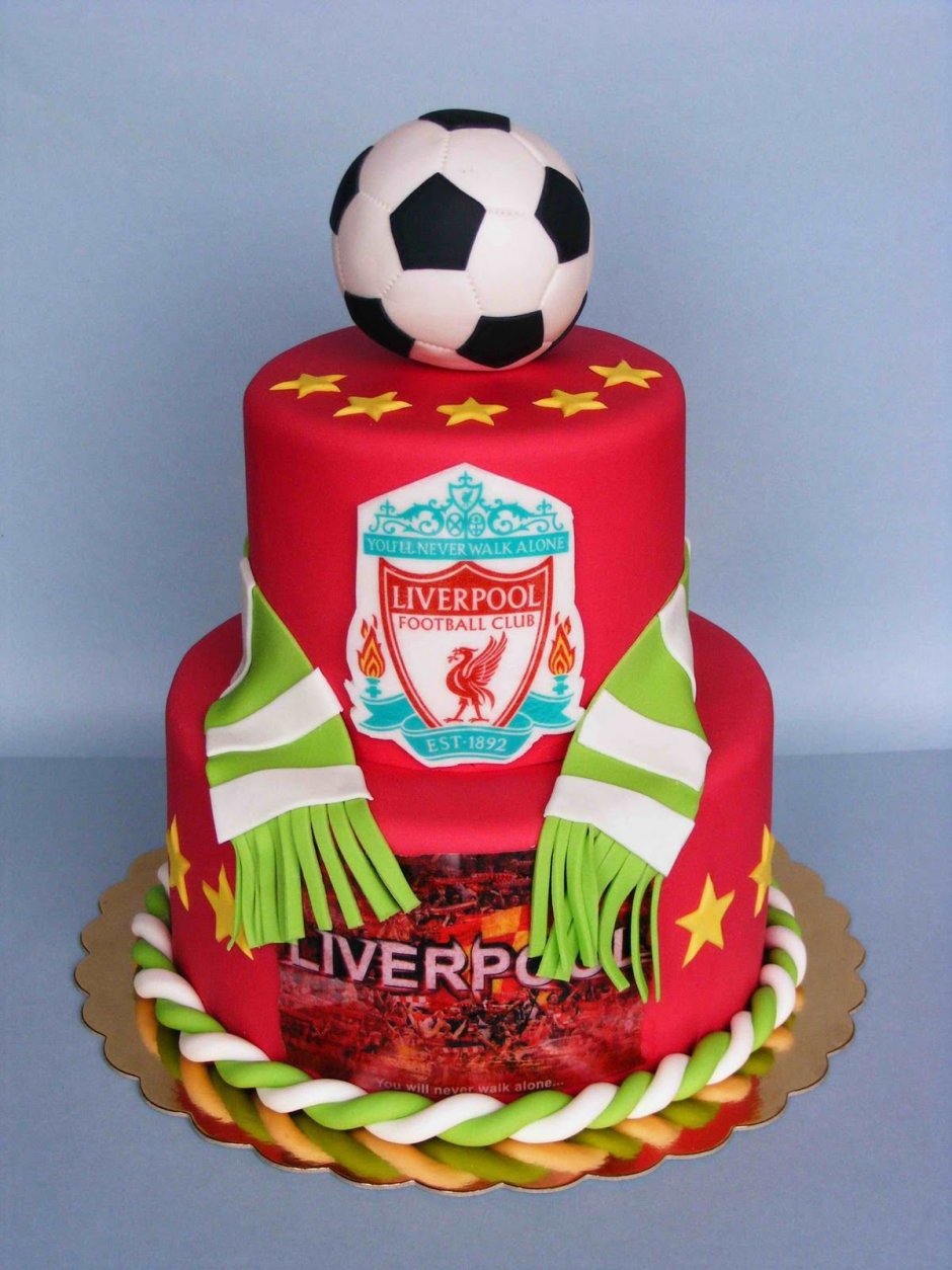 Торт с футболом дизайн с Ливерпуль на др