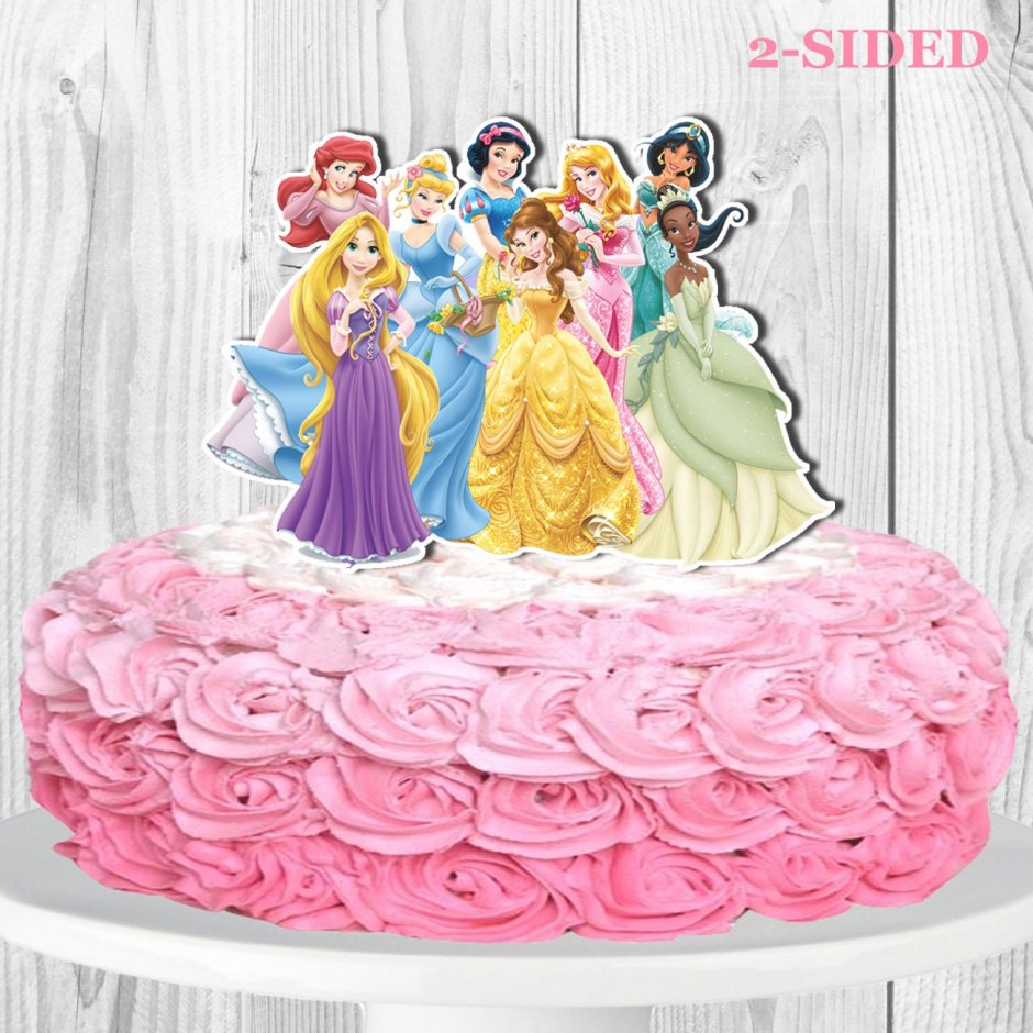 Торт с принцессами сахарная печать