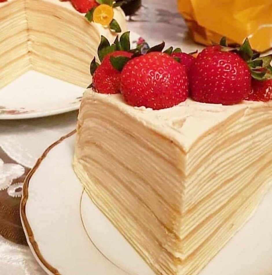 Фото домашнее блинный торт с чаем
