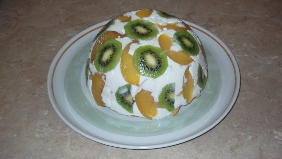 Торт фруктовый с желатином и сметаной