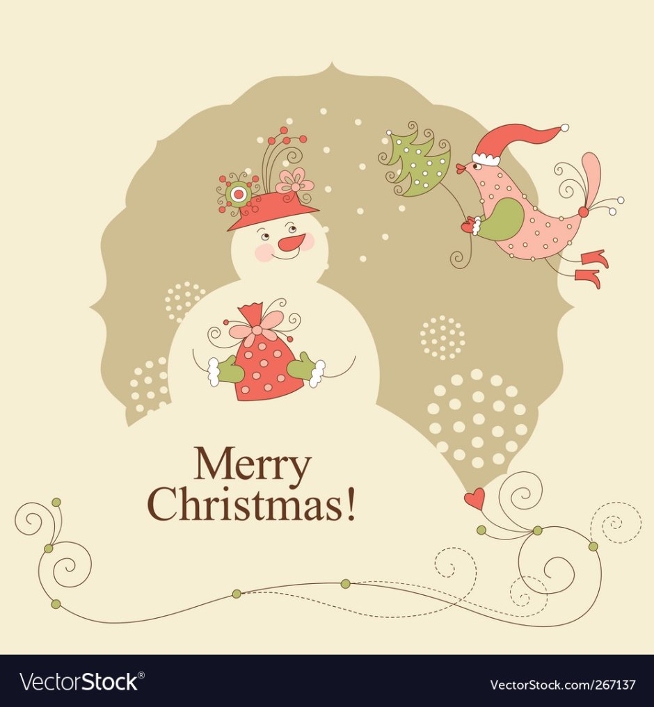 Рождественская открытка Merry Christmas