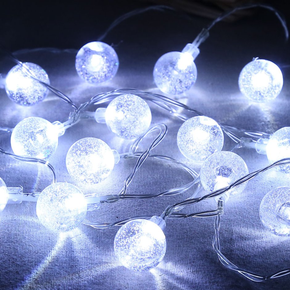 Гирлянда диод шарик с пузырьками воздуха, 60 лампочек, 8м, Мульти