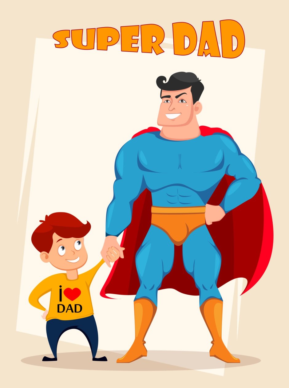 Супергерой папа с детьми