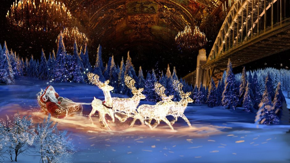 Санта Клаус с мультфильма ледяной Джек в упряжке