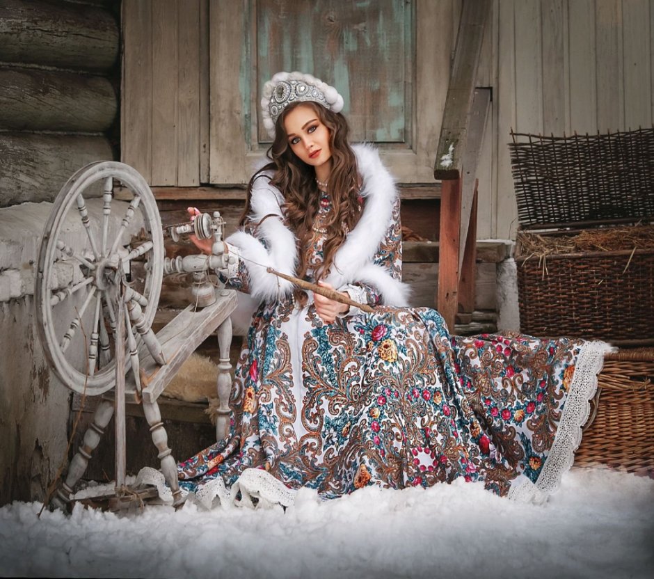 Фотосессия в русском стиле зимой