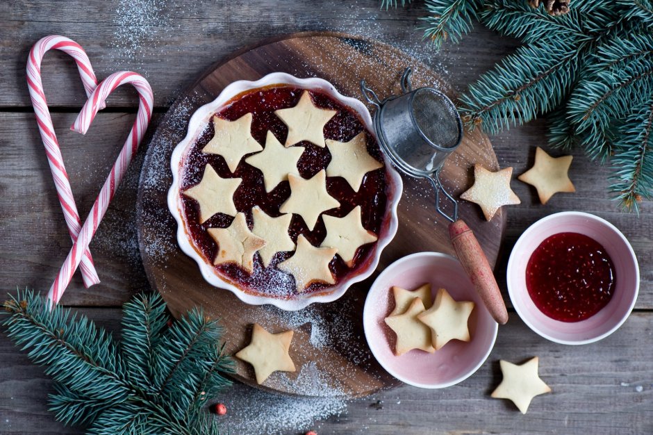 Traditional Austrian Christmas Linzer cookies with Jam
