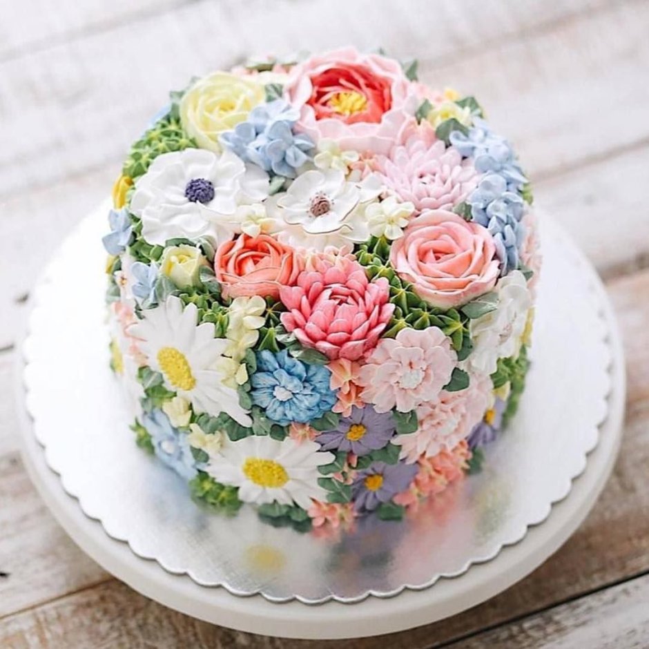 Цветы из крема на торт