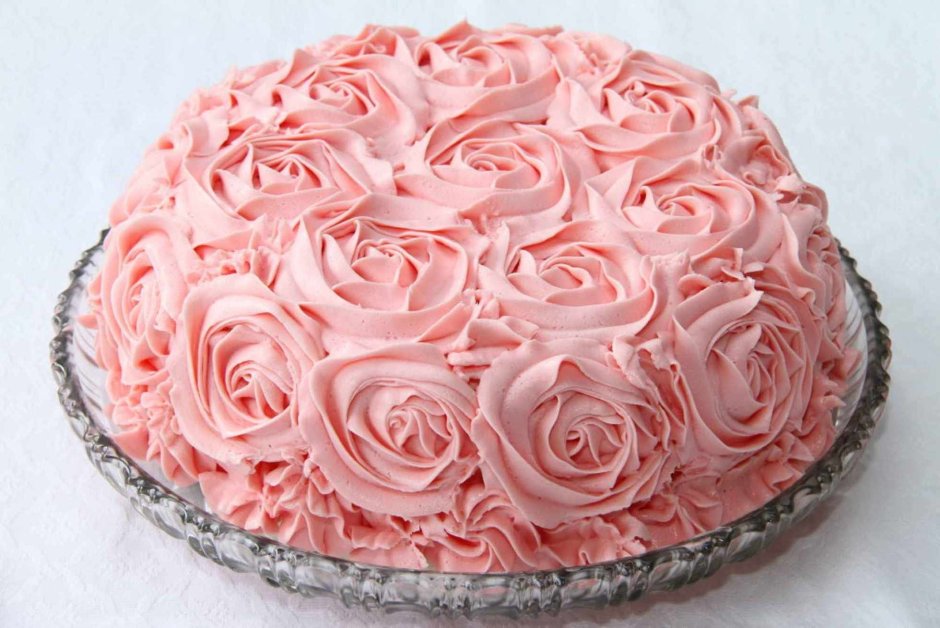 Торт с розами из крема