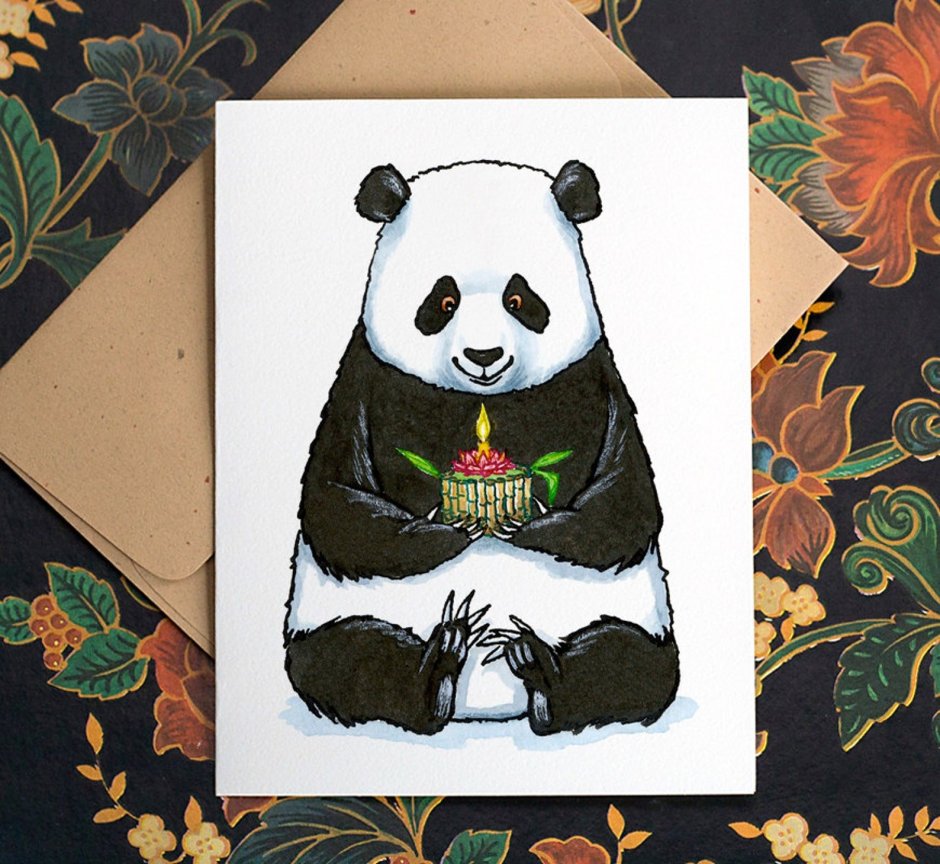 Панда с днем рождения рисунок