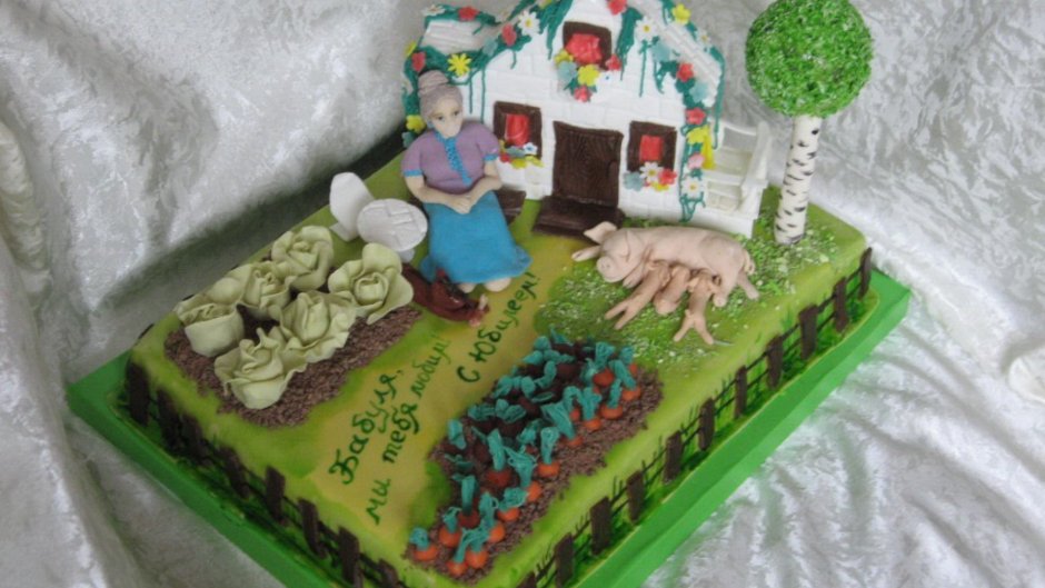 Торт домик в деревне