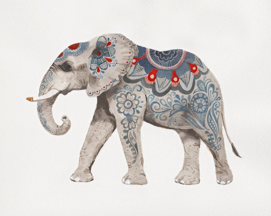 Индийский слон роспись