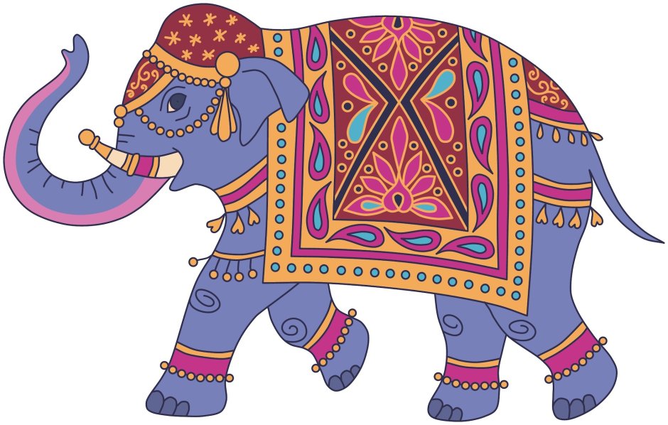 Слон в индийском стиле вектор