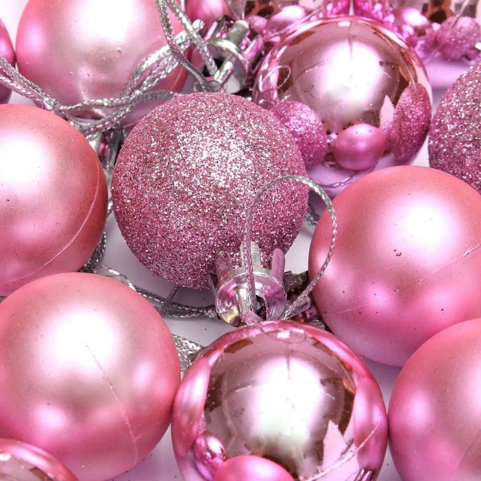 Елочные шары розовые